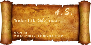 Anderlik Sándor névjegykártya